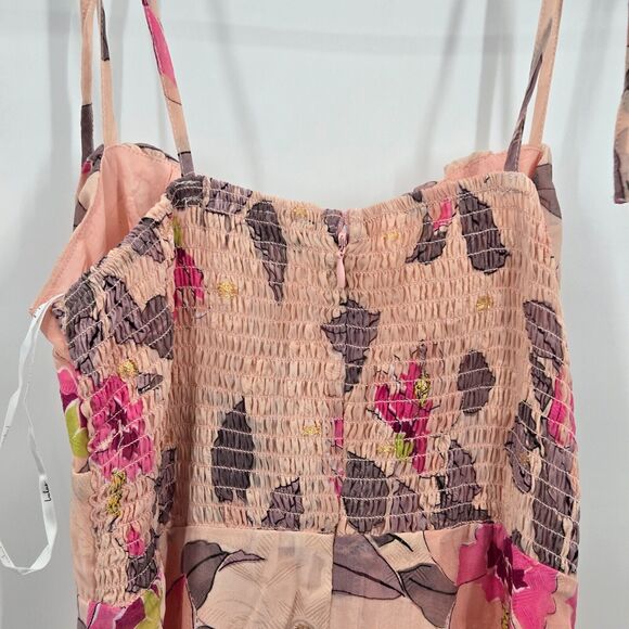 NEW NWT Lulu’s Tea Party Chic Pink Floral Print Tie-Strap Tiered Midi Dress S - Picture 7 of 11